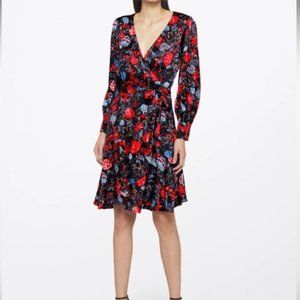 NWT Chloe Kristyn Fallon Black/Red/Blue Floral Dress Size Small